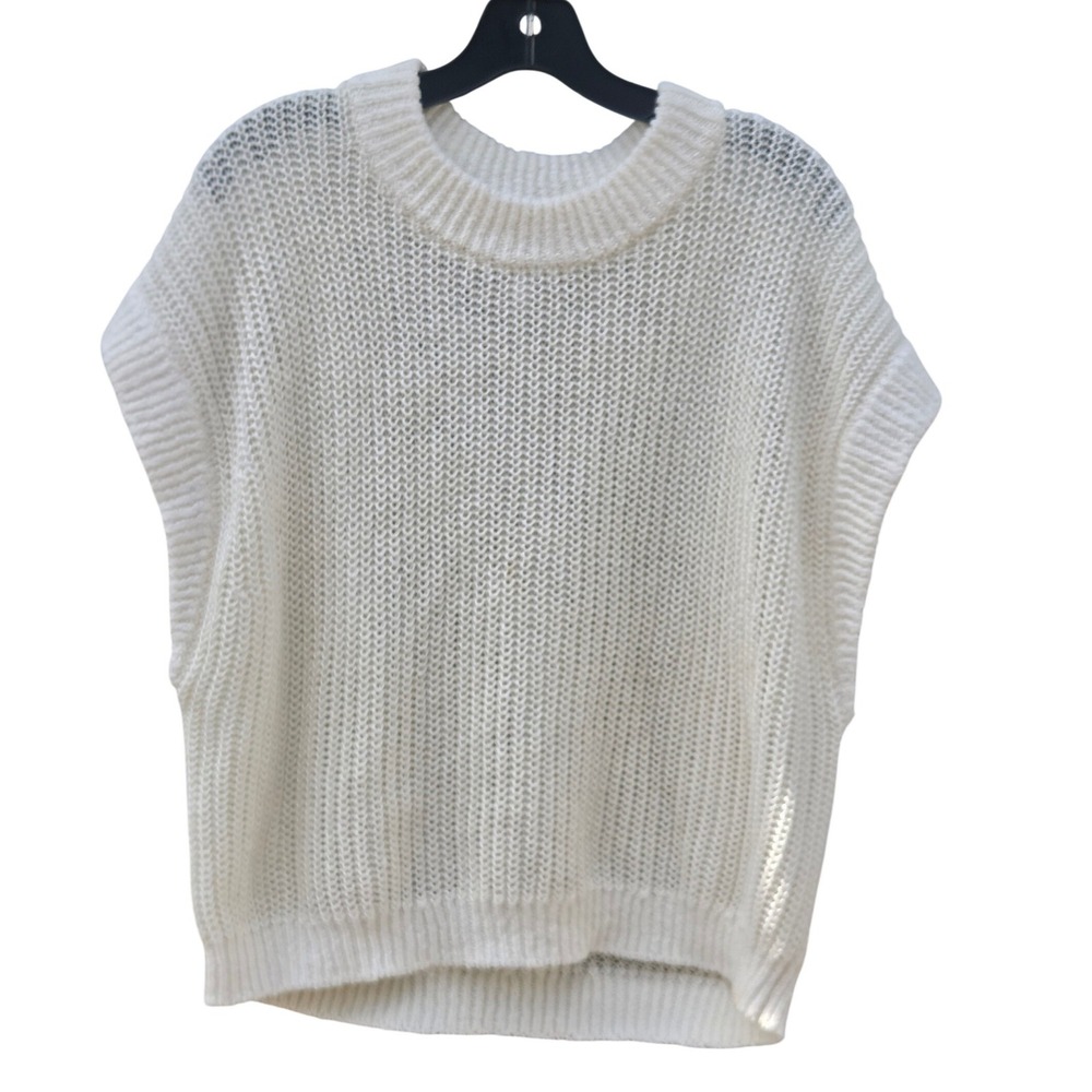 Apiece Apart Coastal Quiet Luxury Cream Linen Open Knit Sweater Vest XS/S Airy